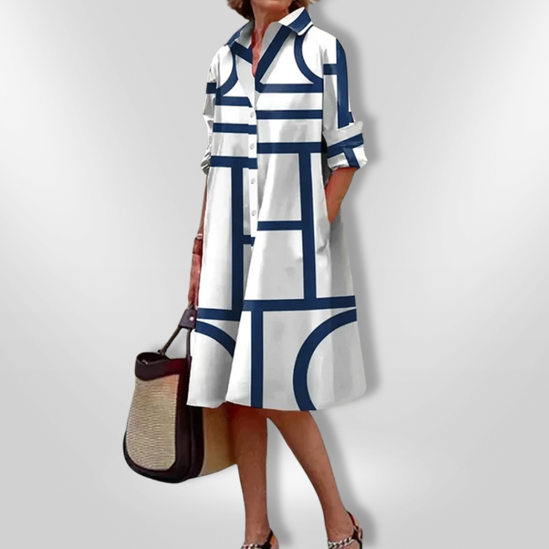 Élodie - Robe Midi Géométrique
