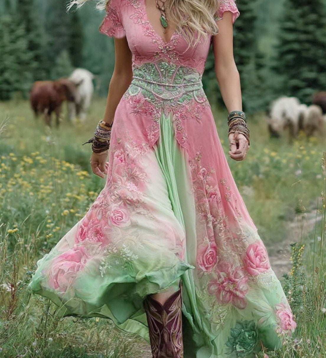 Anaïs - Robe Maxi Fleurie