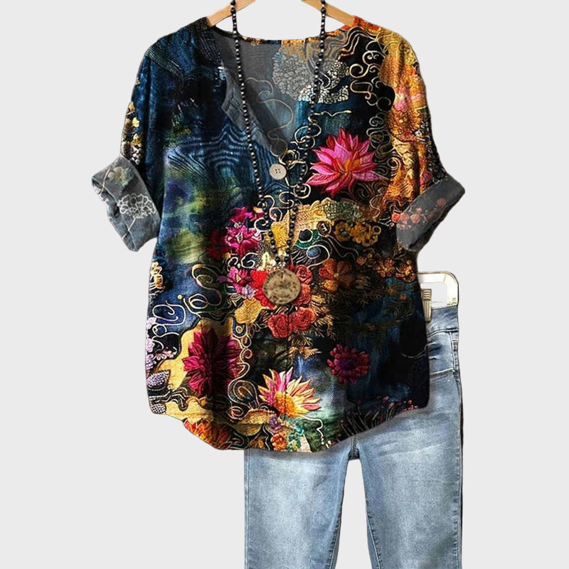 Inès - Blouse Florale Élégante