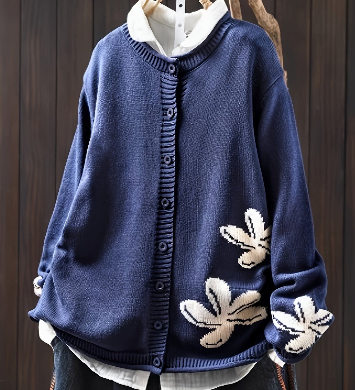 Justine - Cardigan Floral Bleu