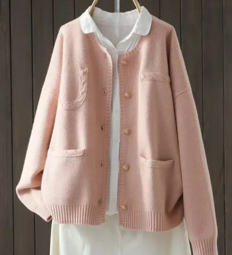 Élodie - Cardigan Élégant Rose