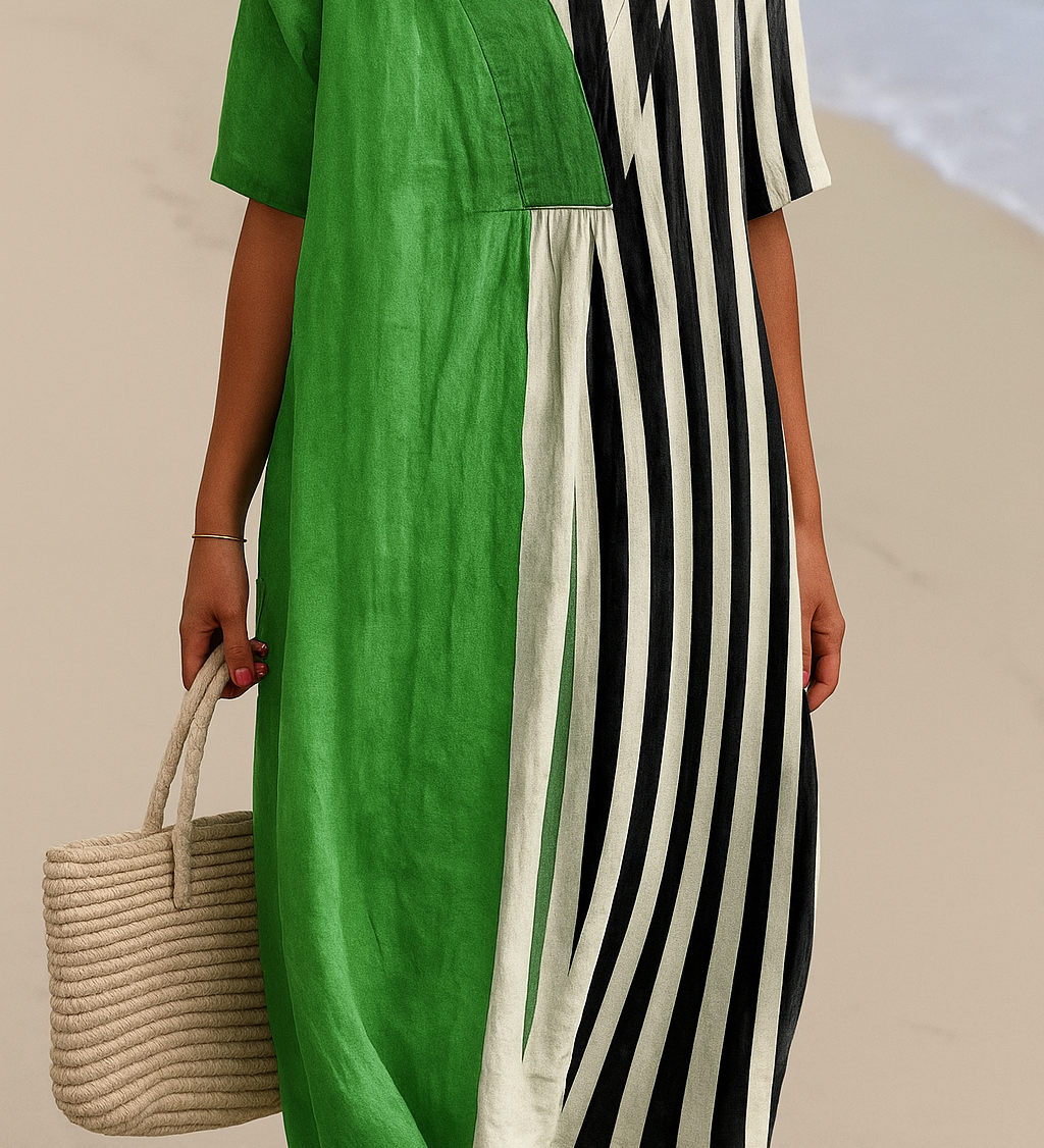 Anaïs - Robe Élégante Rayures