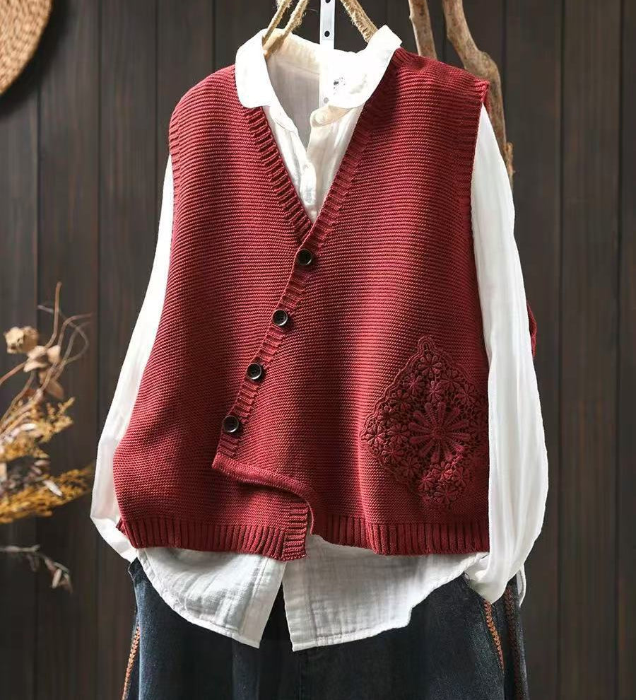 Justine - Gilet Tricot Asymétrique