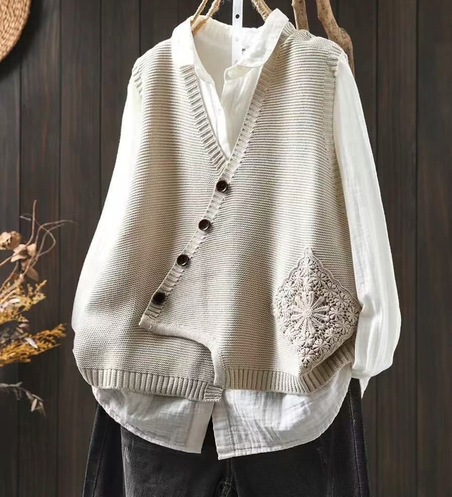 Justine - Gilet Tricot Asymétrique
