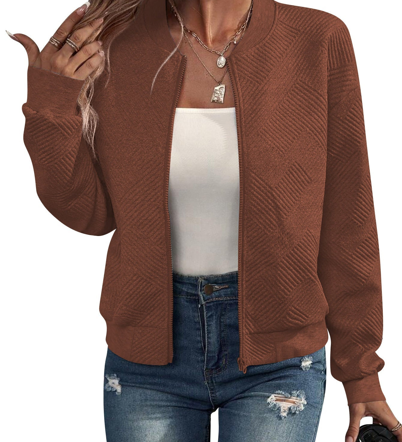 Anaïs - Veste Bomber Géométrique