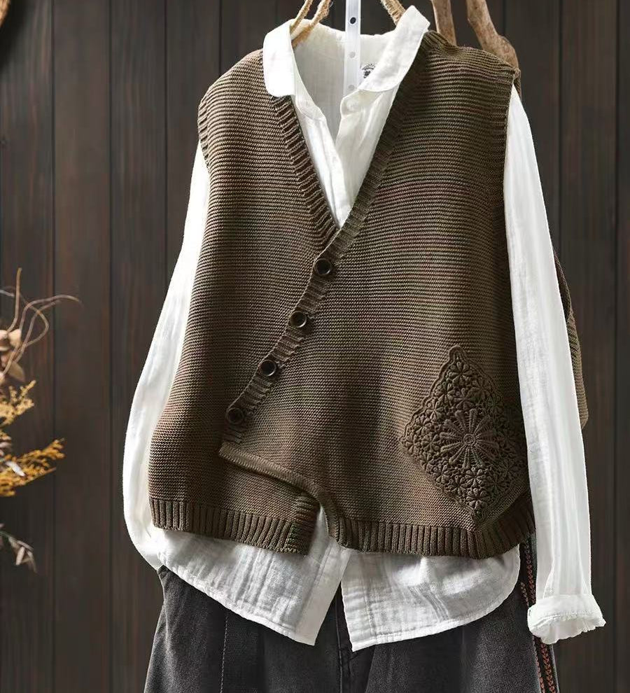 Justine - Gilet Tricot Asymétrique