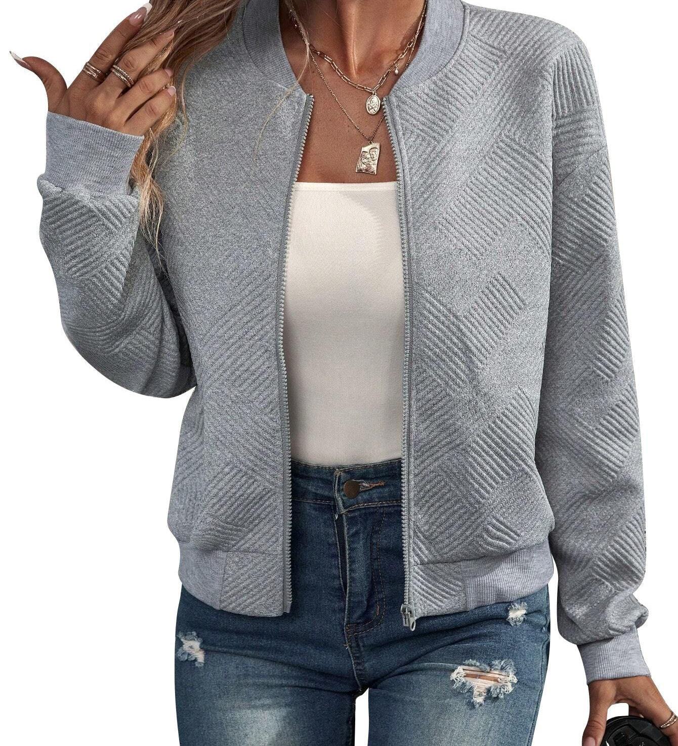 Anaïs - Veste Bomber Géométrique