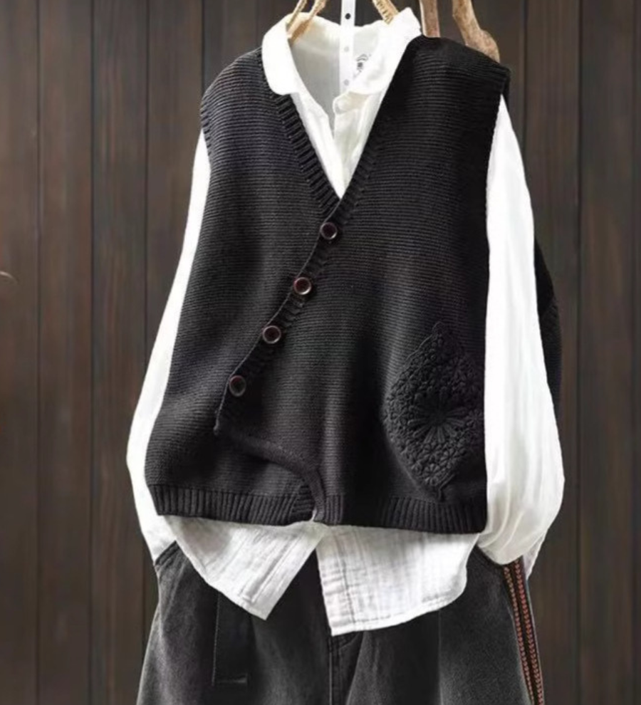 Justine - Gilet Tricot Asymétrique