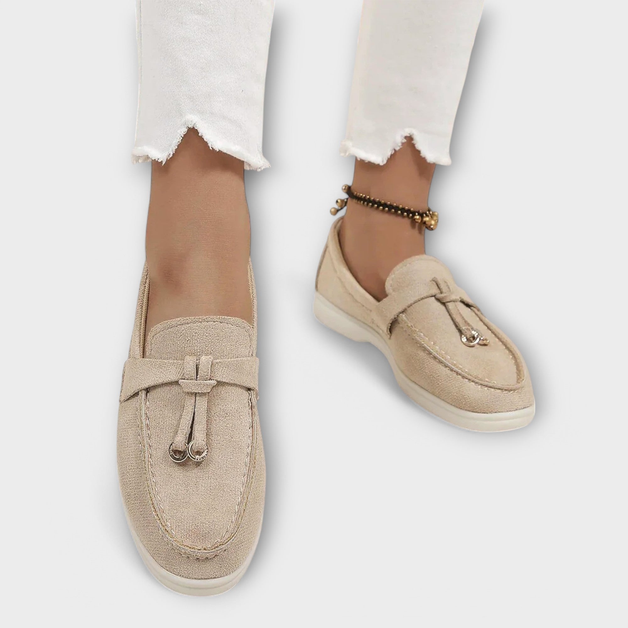 Inès - Mocassins Beiges Lacet