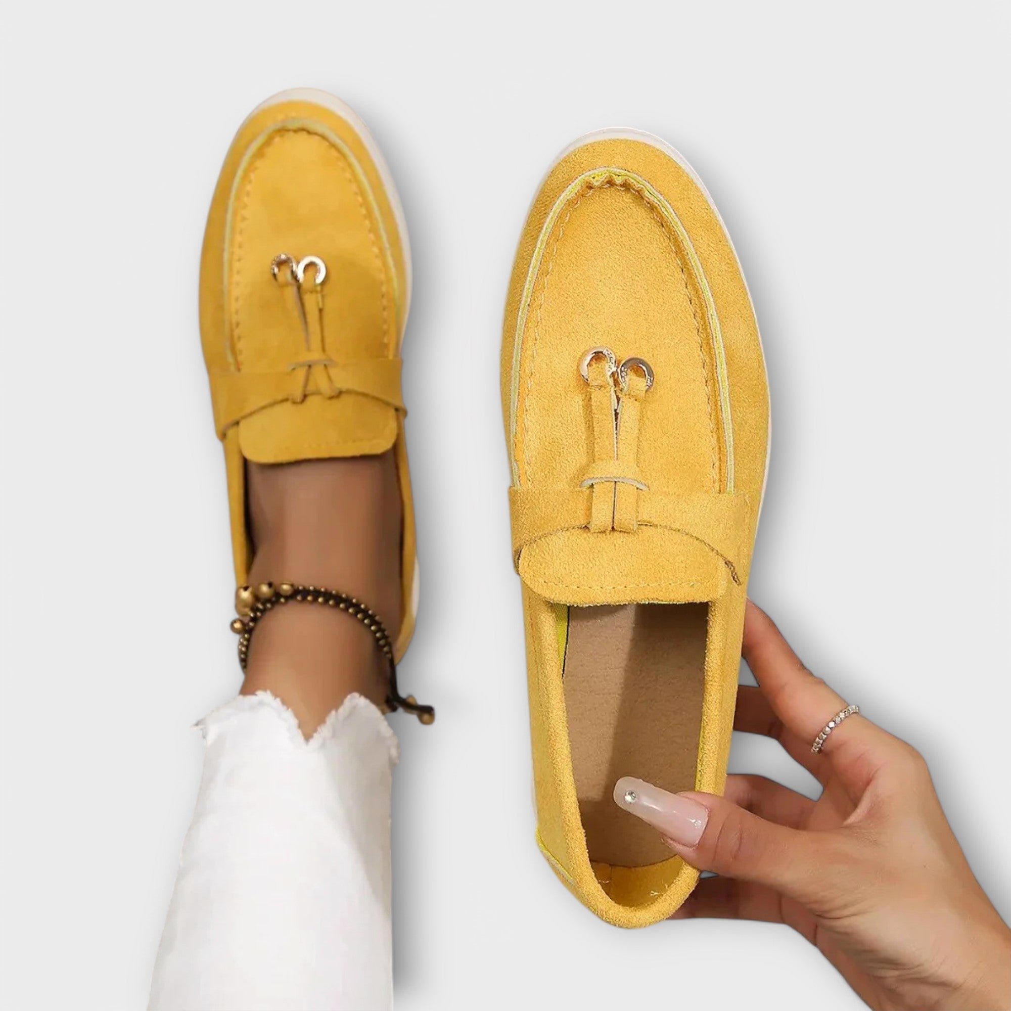 Inès - Mocassins Beiges Lacet