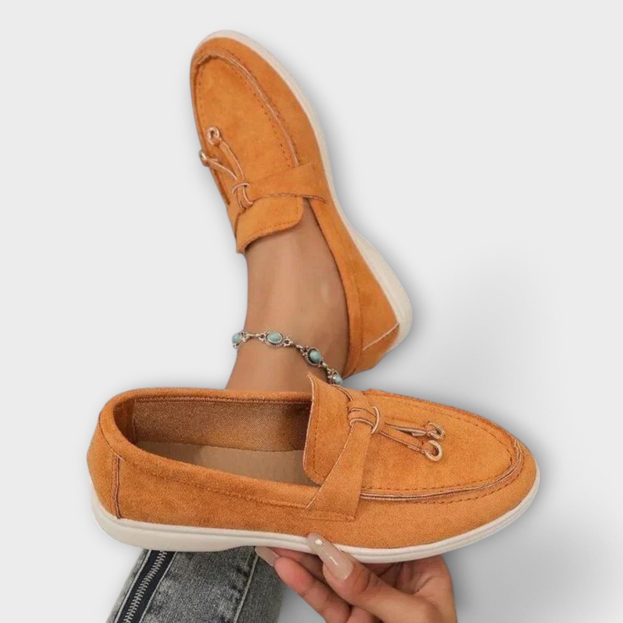 Inès - Mocassins Beiges Lacet