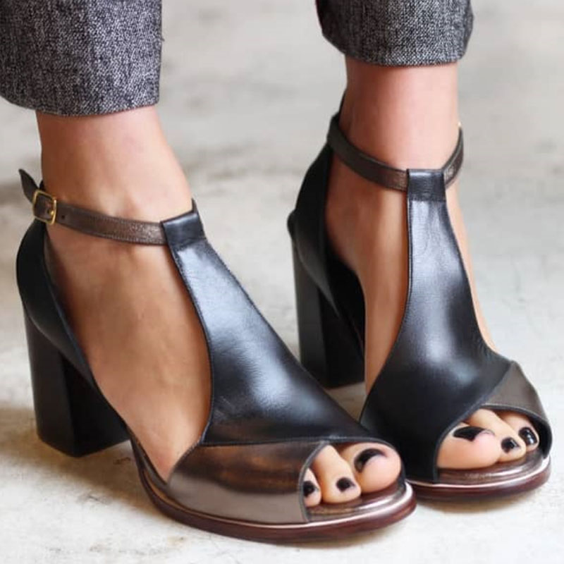 Charlotte - Sandales Talons Patchwork