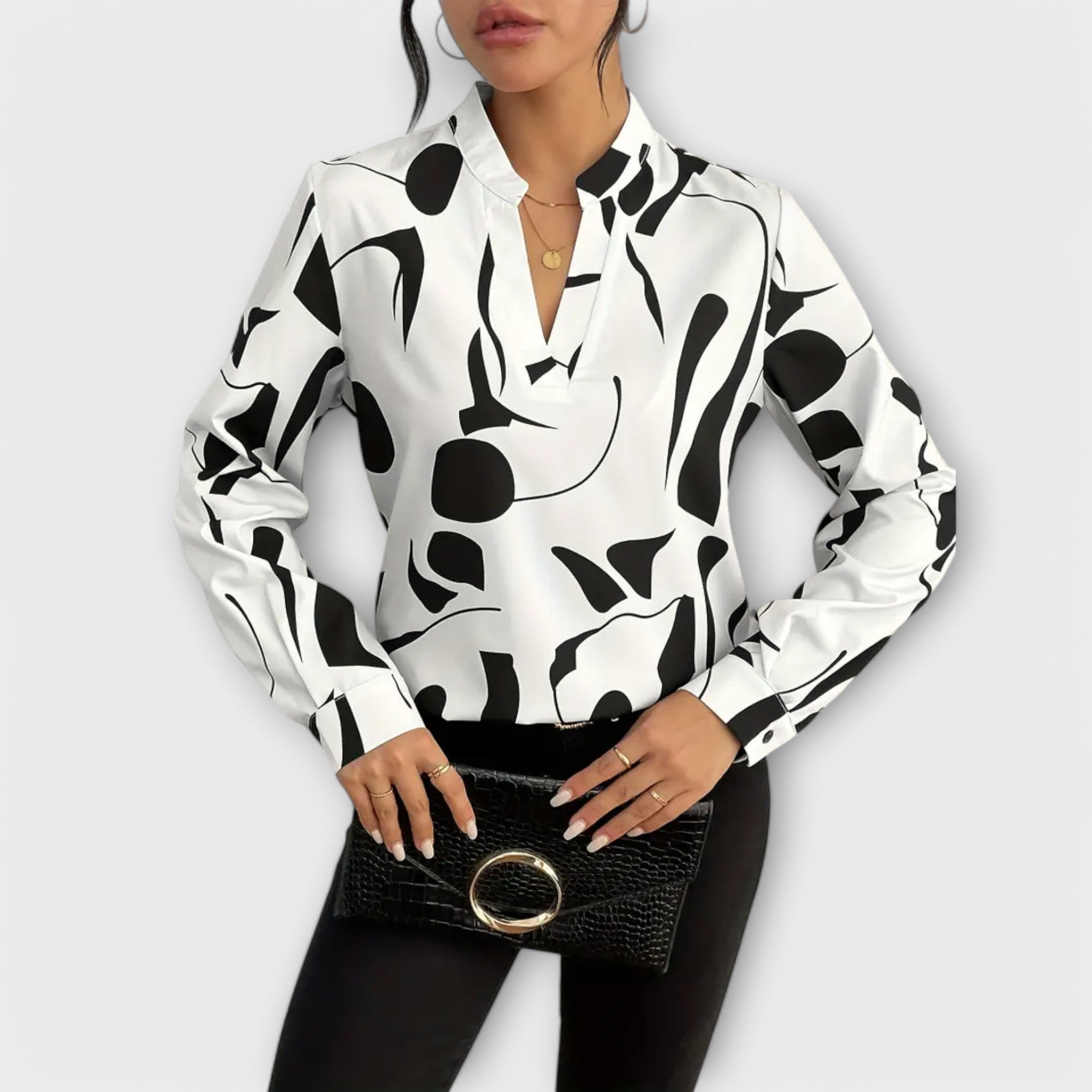 Maëva - Blouse Élégante Géométrique