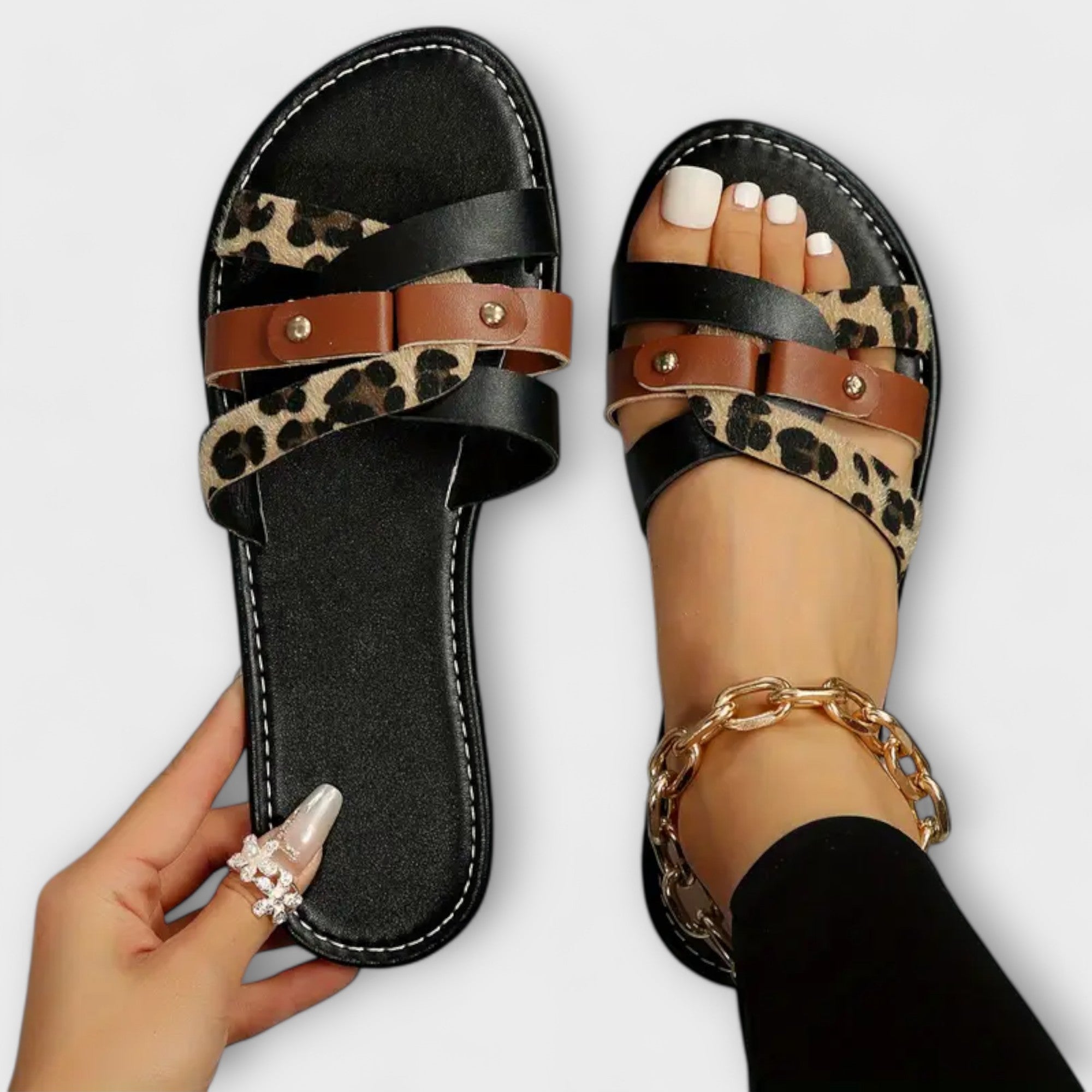 Sara - Sandales Léopard Simili